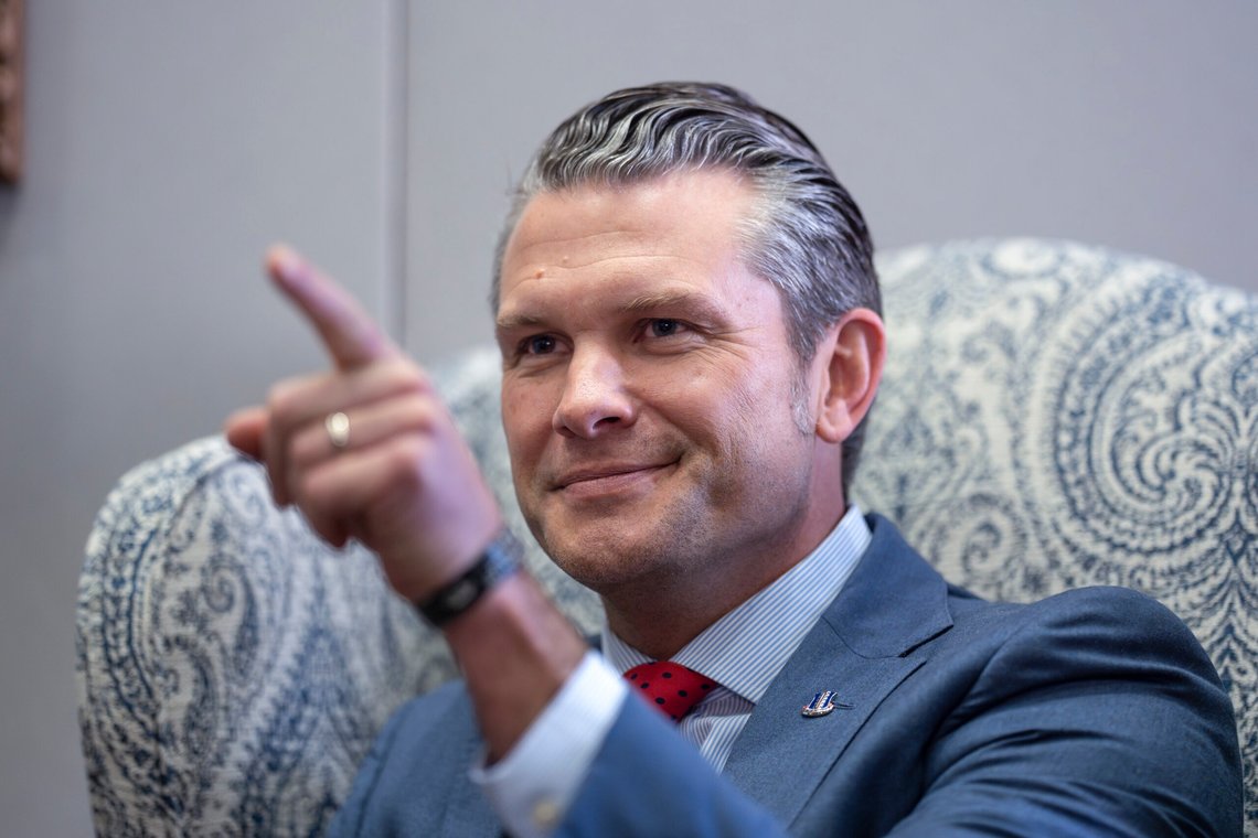 Pete Hegseth, President-elect Donald Trump's nominee to be defense secretary, responds to reporters during a meeting with Sen. Mike Rounds, R-S.D., a member of the Senate Armed Services Committee, at the Capitol in Washington, Thursday, Dec. 5, 2024. (AP Photo/J. Scott Applewhite) Pete Hegseth, President-elect Donald Trump's nominee to be defense secretary, responds to reporters during a meeting with Sen. Mike Rounds, R-S.D., a member of the Senate Armed Services Committee, at the Capitol in Washington, Thursday, Dec. 5, 2024. (AP Photo/J. Scott Applewhite)