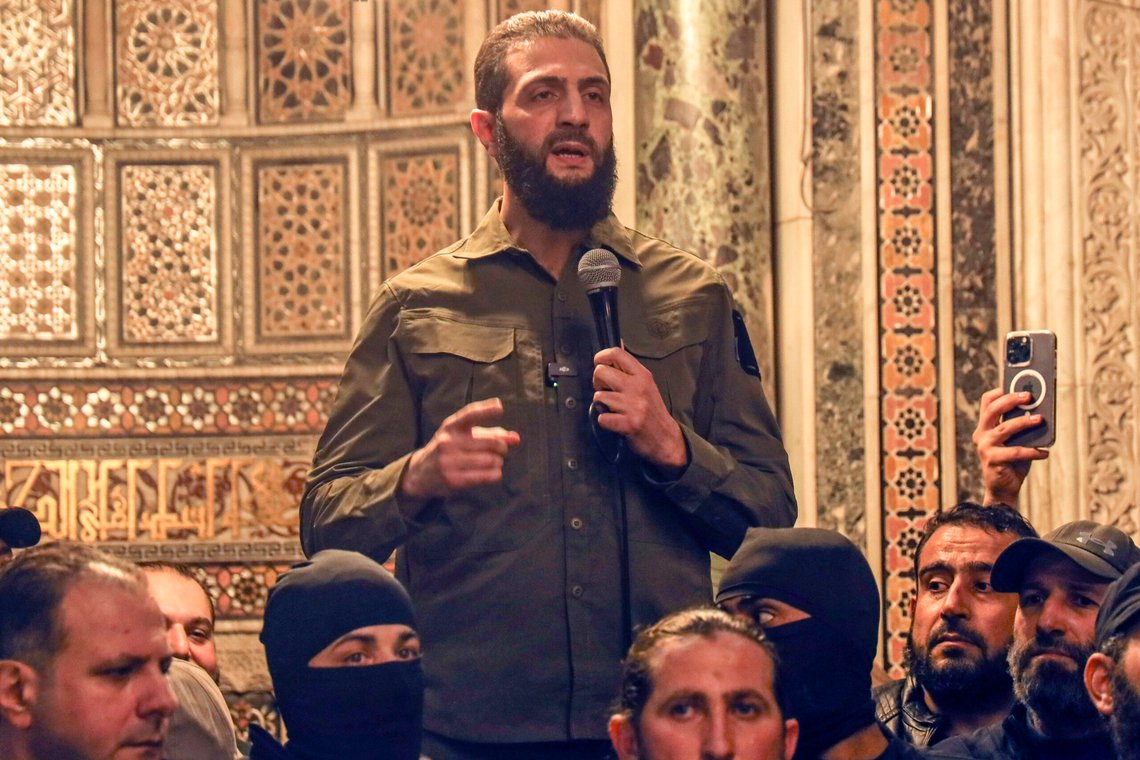 Abu Mohammed al-Golani speaks at the Umayyad Mosque in Damascus Sunday, Dec. 8, 2024. (AP Photo/Omar Albam) Abu Mohammed al-Golani speaks at the Umayyad Mosque in Damascus Sunday, Dec. 8, 2024. (AP Photo/Omar Albam)