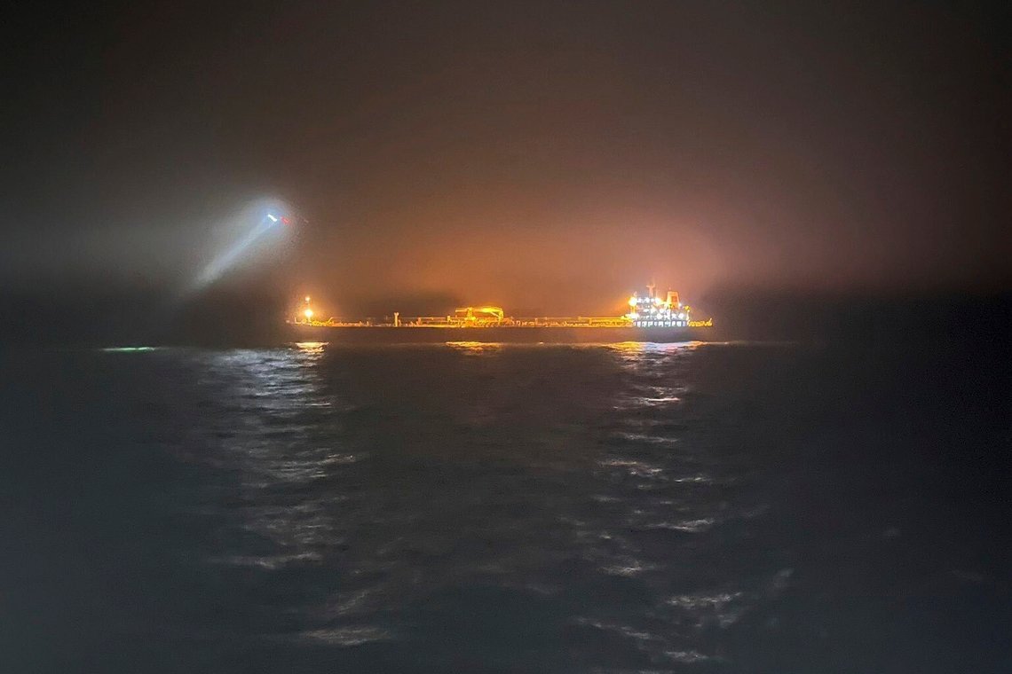 This photo provided by Rajavartiosto (Finnish Border Guard) on Thursday, Dec. 26, 2024, shows the oil tanker Eagle S at sea outside Porkkalanniemi, Finland. The Eagle S was sailing at the same time in the area where the Finland-Estonia electrical link was disrupted on Wednesday. (Rajavartiosto via AP) This photo provided by Rajavartiosto (Finnish Border Guard) on Thursday, Dec. 26, 2024, shows the oil tanker Eagle S at sea outside Porkkalanniemi, Finland. The Eagle S was sailing at the same time in the area where the Finland-Estonia electrical link was disrupted on Wednesday. (Rajavartiosto via AP)