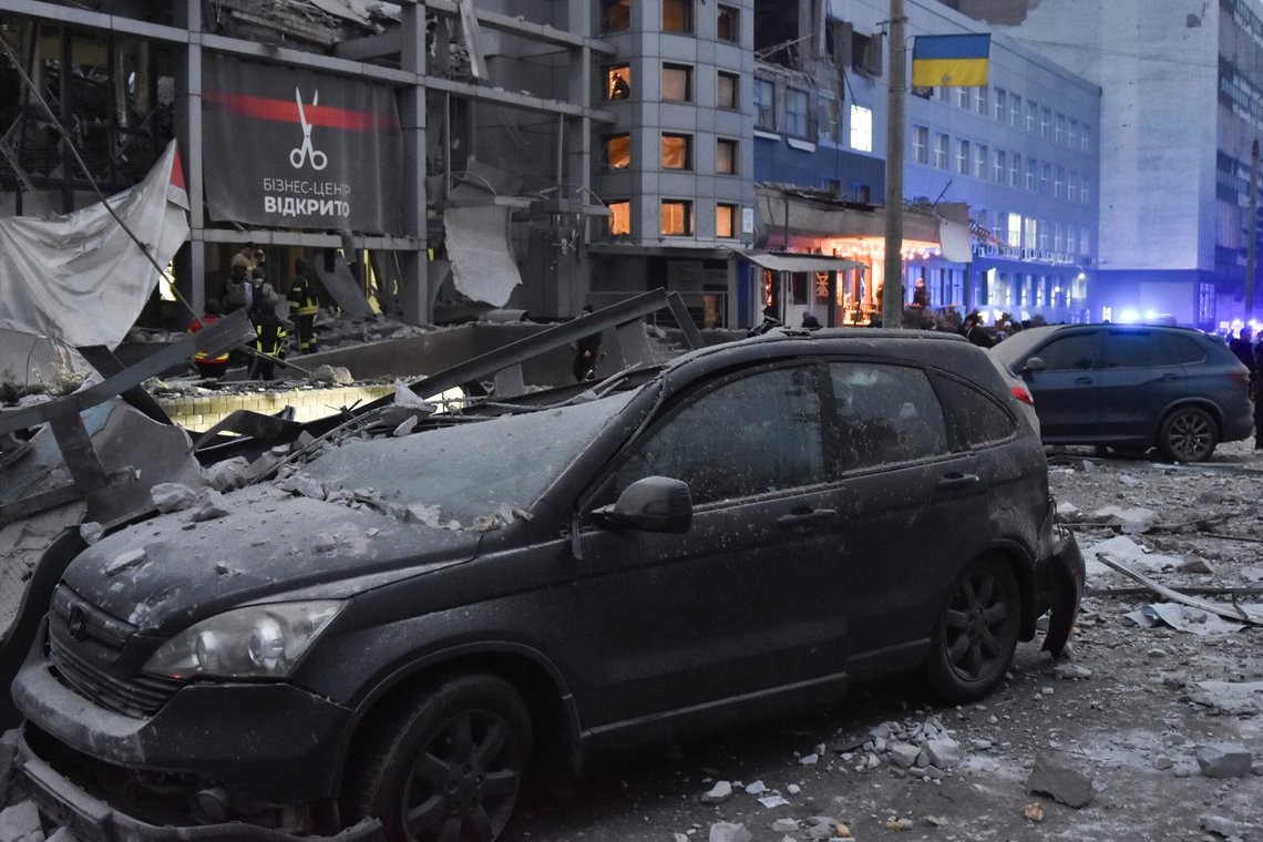 Damages are seen around a private medical clinic that was hit by a Russian missile in Zaporizhzhia, Ukraine, Tuesday, Dec. 10, 2024. (AP Photo/Andriy Andriyenko) Damages are seen around a private medical clinic that was hit by a Russian missile in Zaporizhzhia, Ukraine, Tuesday, Dec. 10, 2024. (AP Photo/Andriy Andriyenko)