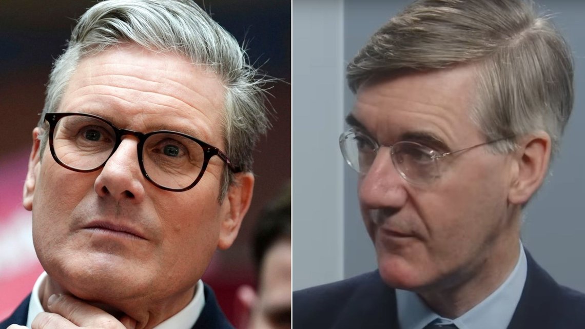 RIGGE VALGET: Statsminister Keir Starmer (t.v.) og hans parti Labour blir beskyldt for å skamløst forsøke å rigge valget i deres favør. Tidligere minister Sir Jacob Rees-Mogg (t.h.) mener forslaget undergraver tilliten til valgsystemet. RIGGE VALGET: Statsminister Keir Starmer (t.v.) og hans parti Labour blir beskyldt for å skamløst forsøke å rigge valget i deres favør. Tidligere minister Sir Jacob Rees-Mogg (t.h.) mener forslaget undergraver tilliten til valgsystemet.