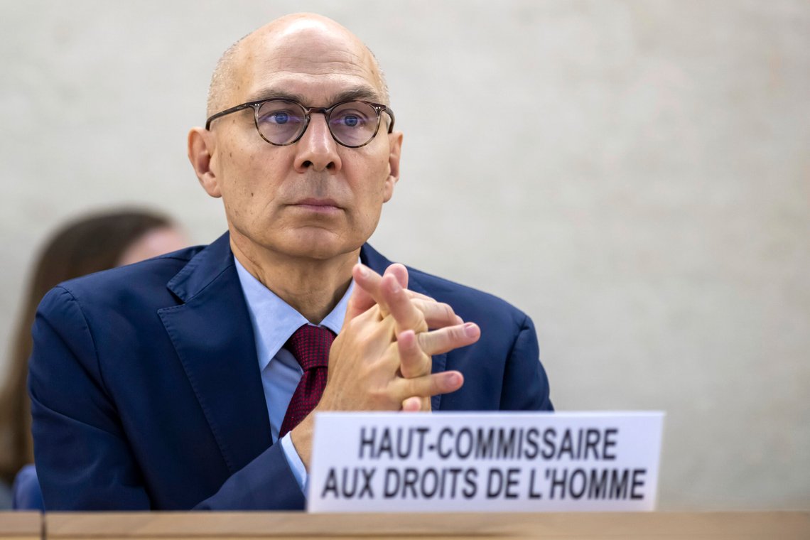 U.N. High Commissioner for Human Rights Volker Türk, speaks about the Annual full-day discussion on the human rights of women, during the 56th session of the Human Rights Council at the European headquarters of the United Nations in Geneva, Switzerland, Friday, June 28, 2024. Türk warned Wednesday July 3, 2024 about rising hatred and discrimination around the world in a “mega-year for elections,” calling on voters to put rights of others in mind when they cast their ballots. (Martial Trezzini/Keystone via AP) U.N. High Commissioner for Human Rights Volker Türk, speaks about the Annual full-day discussion on the human rights of women, during the 56th session of the Human Rights Council at the European headquarters of the United Nations in Geneva, Switzerland, Friday, June 28, 2024. Türk warned Wednesday July 3, 2024 about rising hatred and discrimination around the world in a “mega-year for elections,” calling on voters to put rights of others in mind when they cast their ballots. (Martial Trezzini/Keystone via AP)