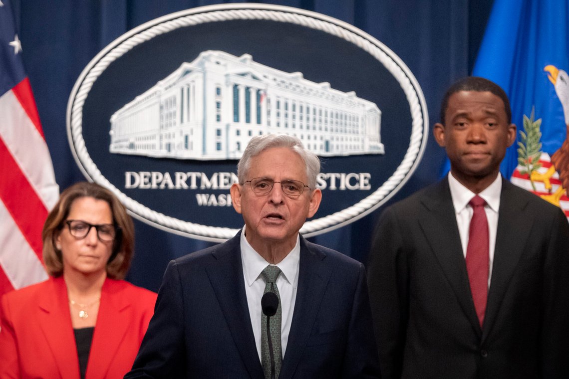 Attorney General Merrick Garland, center, flanked by Deputy Attorney General Lisa Monaco, left, and Deputy Secretary of the Treasury Wally Adeyemo, right, speaks during a news conference to announce that TD Bank will pay an approximately $3 billion settlement after authorities say the financial institution's lax practices allowed for significant money laundering, at the Department of Justice, Thursday, Oct. 10, 2024, in Washington. (AP Photo/Mark Schiefelbein) Attorney General Merrick Garland, center, flanked by Deputy Attorney General Lisa Monaco, left, and Deputy Secretary of the Treasury Wally Adeyemo, right, speaks during a news conference to announce that TD Bank will pay an approximately $3 billion settlement after authorities say the financial institution's lax practices allowed for significant money laundering, at the Department of Justice, Thursday, Oct. 10, 2024, in Washington. (AP Photo/Mark Schiefelbein)