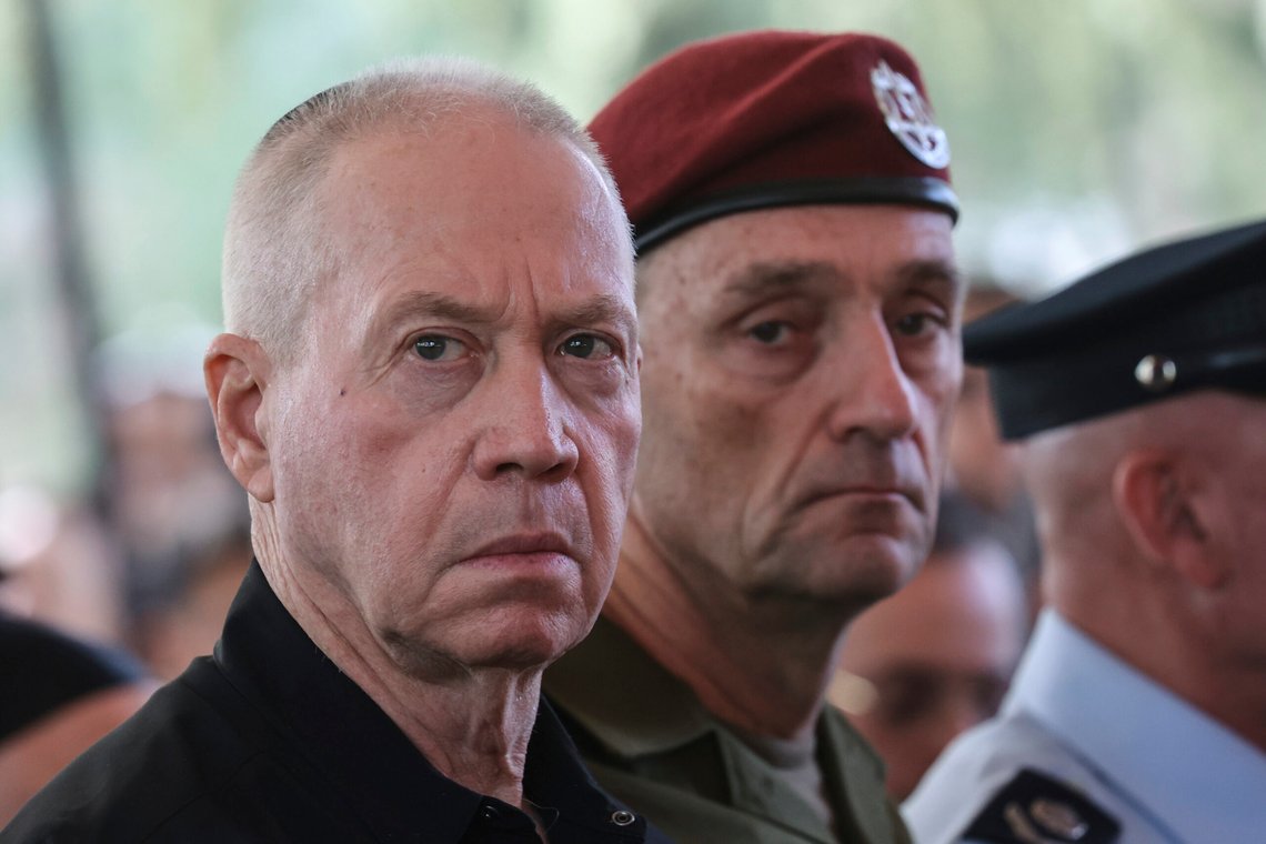 FILE - Israel's then Defense Minister Yoav Gallant, left, and Chief of the General Staff Lieutenant-General Herzi Halevi, attend a ceremony marking the Hebrew calendar anniversary of the Hamas attack on October 7 last year that sparked the ongoing war in Gaza, at the Mount Herzl military cemetery in Jerusalem, Israel Sunday Oct. 27, 2024. (Gil Cohen-Magen/Pool Photo via AP, File) FILE - Israel's then Defense Minister Yoav Gallant, left, and Chief of the General Staff Lieutenant-General Herzi Halevi, attend a ceremony marking the Hebrew calendar anniversary of the Hamas attack on October 7 last year that sparked the ongoing war in Gaza, at the Mount Herzl military cemetery in Jerusalem, Israel Sunday Oct. 27, 2024. (Gil Cohen-Magen/Pool Photo via AP, File)