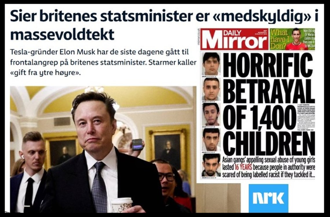 Skjermbilde fra NRK 7. januar 2025. Insatt bilde: NRKs rapportering om groomingskandalen in 2014. Skjermbilde fra NRK 7. januar 2025. Insatt bilde: NRKs rapportering om groomingskandalen in 2014.