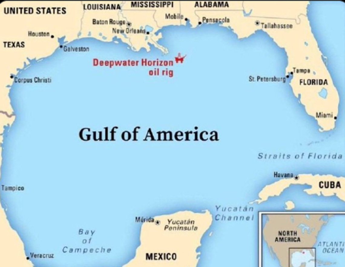 Google gjør som Trump ønsker, og endrer navn på bl.a. dette havområdet til Gulf of America. Foto: X/ Donald J. Trump Google gjør som Trump ønsker, og endrer navn på bl.a. dette havområdet til Gulf of America. Foto: X/ Donald J. Trump