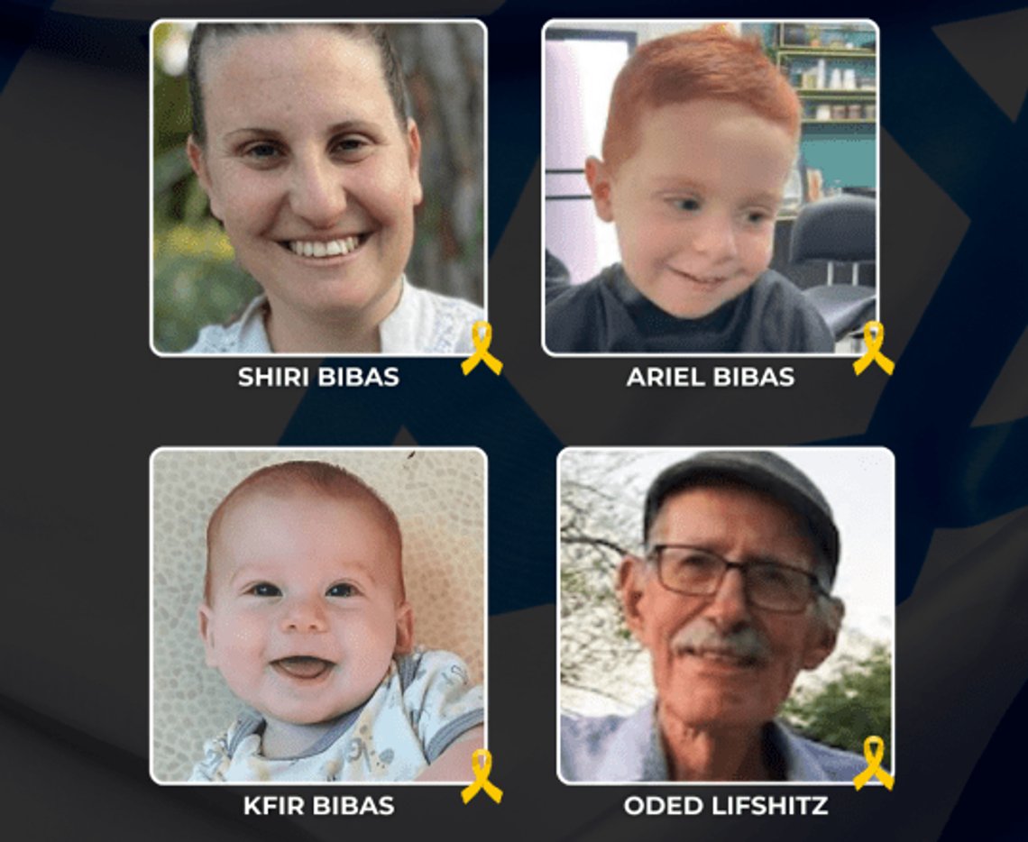 Likene til de drepte gislene Shiri Bibas, Ariel Bibas, Kfir Bibas, Oded Lifshitz vil bli returnert til Israel 20. februar. Foto: Canva, Hostages and Missing Families Forum Likene til de drepte gislene Shiri Bibas, Ariel Bibas, Kfir Bibas, Oded Lifshitz vil bli returnert til Israel 20. februar. Foto: Canva, Hostages and Missing Families Forum