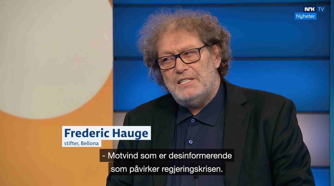 Bellona-stifter Frederic Hauge på NRK Debatten tirsdag 28. januar. Bellona-stifter Frederic Hauge på NRK Debatten tirsdag 28. januar.