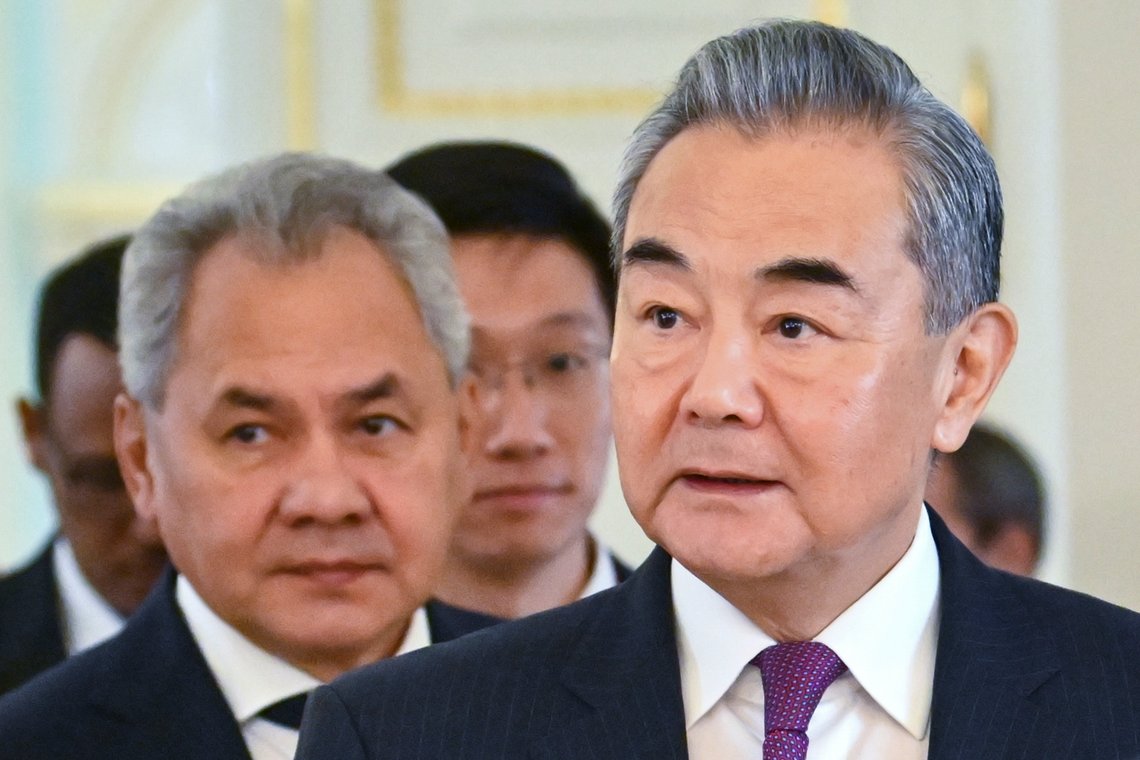 Chinese Foreign Minister Wang Yi, right, and Russian Security Council Secretary Sergei Shoigu, left, attend the BRICS and BRICS Plus High-Level Security Officials meeting with Russian President Vladimir Putin in St. Petersburg, Russia, Thursday, Sept. 12, 2024. (Kristina Kormilitsyna, Sputnik, Kremlin Pool Photo via AP) Chinese Foreign Minister Wang Yi, right, and Russian Security Council Secretary Sergei Shoigu, left, attend the BRICS and BRICS Plus High-Level Security Officials meeting with Russian President Vladimir Putin in St. Petersburg, Russia, Thursday, Sept. 12, 2024. (Kristina Kormilitsyna, Sputnik, Kremlin Pool Photo via AP)