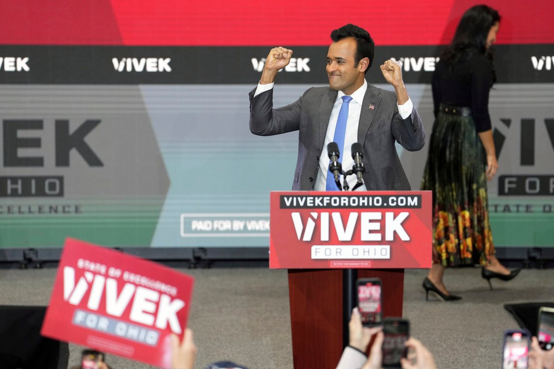 Vivek Ramaswamy nådde ikke opp i nominasjonskampen før presidentvalget. Nå vil han prøve å bli guvernør i Ohio. Foto: Kareem Elgazzar / AP / NTB Vivek Ramaswamy nådde ikke opp i nominasjonskampen før presidentvalget. Nå vil han prøve å bli guvernør i Ohio. Foto: Kareem Elgazzar / AP / NTB
