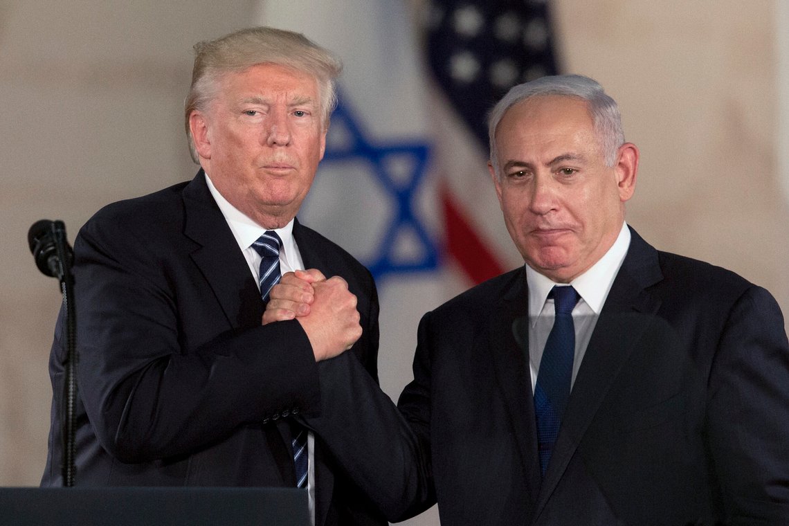 FILE - President Donald Trump and Israeli Prime Minister Benjamin Netanyahu shake hands at The Israel Museum in Jerusalem, May 23, 2017. (AP Photo/Sebastian Scheiner, File) FILE - President Donald Trump and Israeli Prime Minister Benjamin Netanyahu shake hands at The Israel Museum in Jerusalem, May 23, 2017. (AP Photo/Sebastian Scheiner, File)