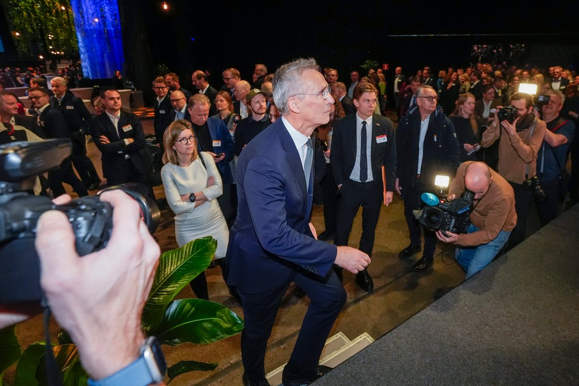 Oslo 20250108.
Jens Stoltenberg under NHOs årskonferanse i Oslo Spektrum onsdag.
Foto: Lise Åserud / NTB Oslo 20250108.
Jens Stoltenberg under NHOs årskonferanse i Oslo Spektrum onsdag.
Foto: Lise Åserud / NTB