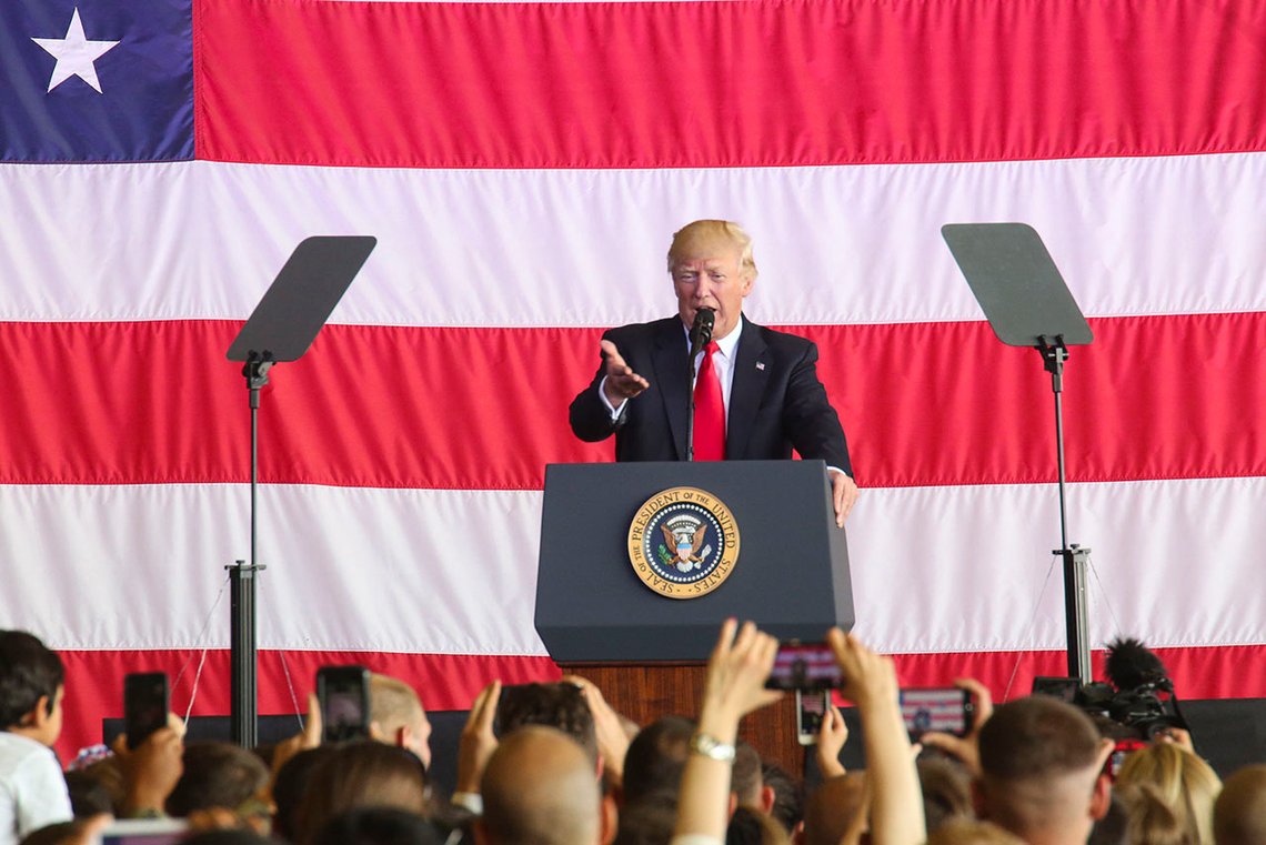 Donald J. Trump. U.S. Marine Corps photo by Sgt. Samuel Guerra Donald J. Trump. U.S. Marine Corps photo by Sgt. Samuel Guerra