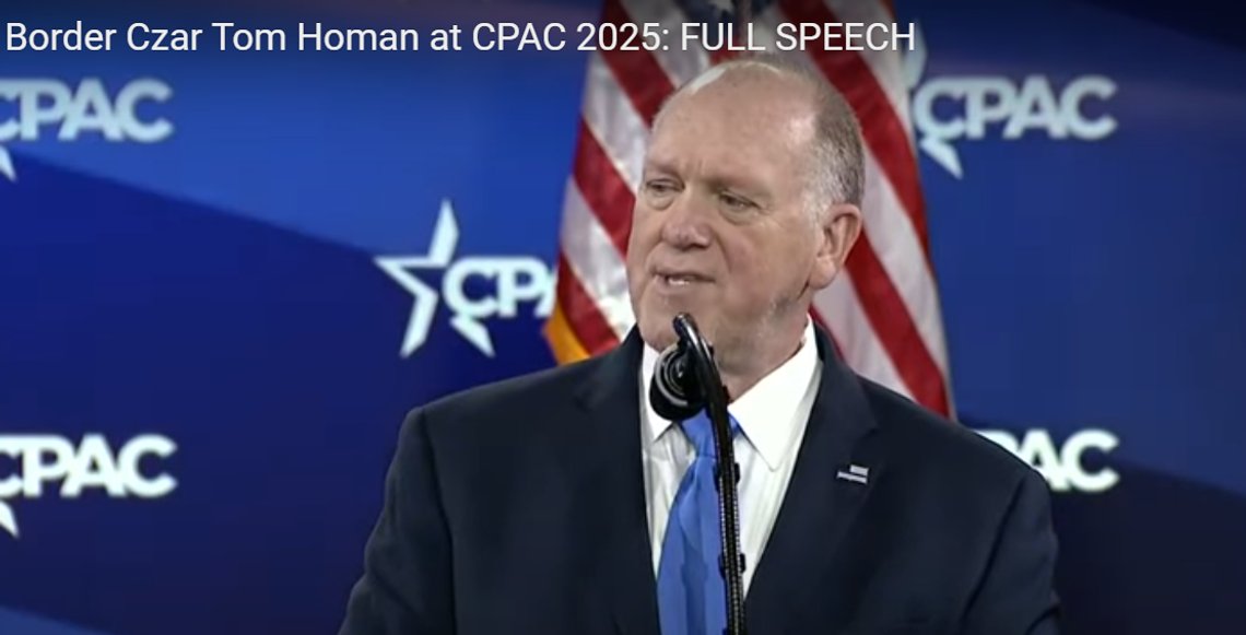 Major Sergeant Tom Homan under sin maktdemonstrasjon på CPAC. Stillbilde video Major Sergeant Tom Homan under sin maktdemonstrasjon på CPAC. Stillbilde video