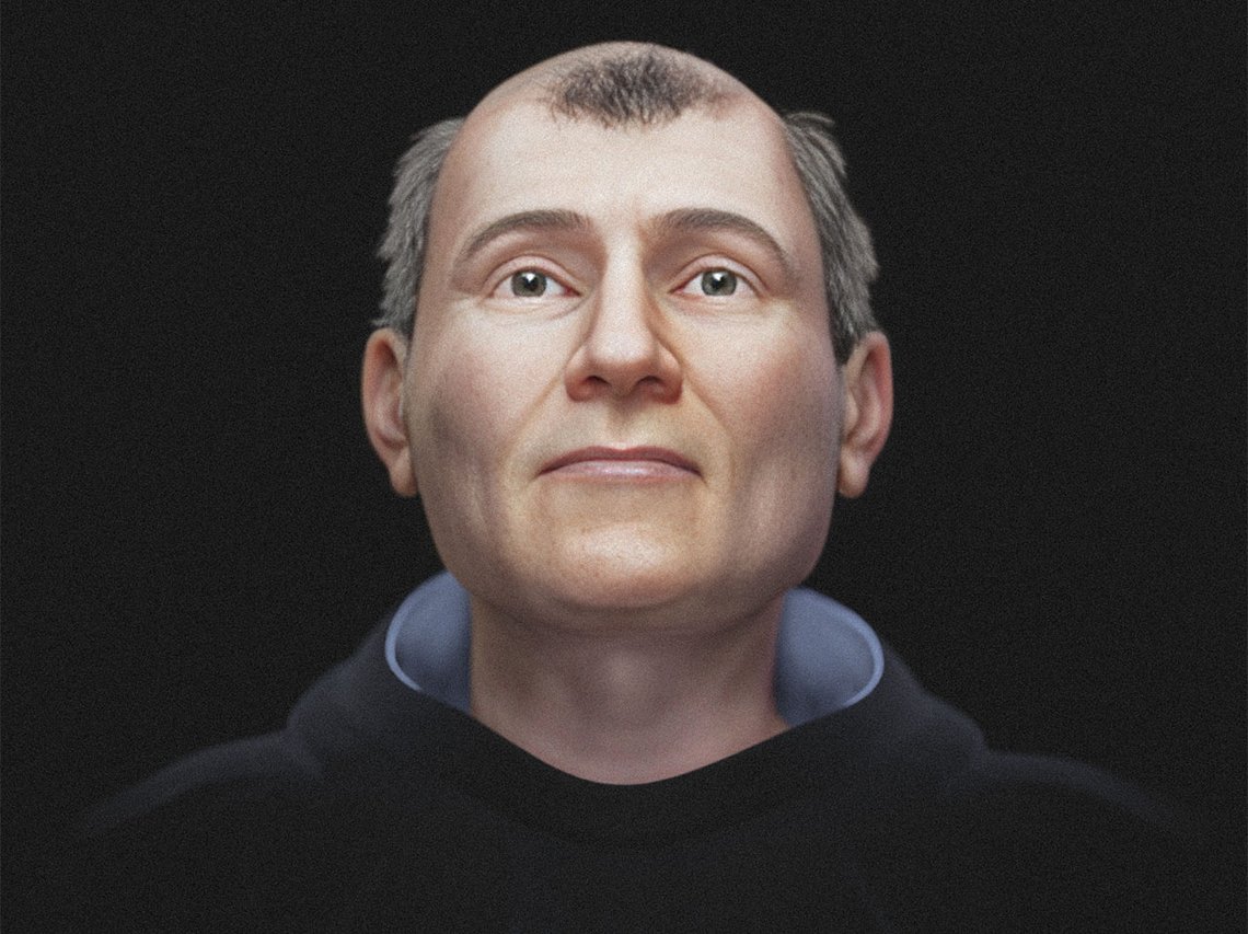 Thomas Aquinas’ ansikt blir beskrevet som «ydmykt». Thomas Aquinas’ ansikt blir beskrevet som «ydmykt».
