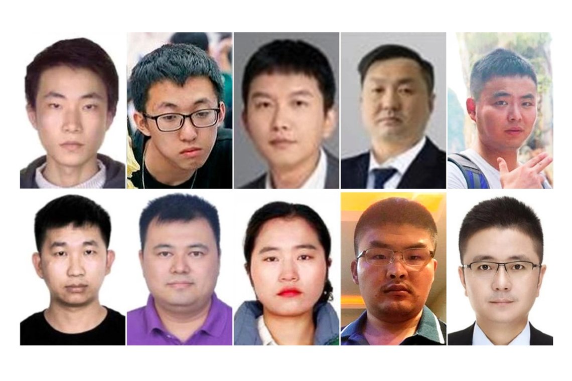 (L-R) The headshots of eight employees of Chinese tech firm i-Soon: Wu Haibo, Chen Cheng, Liang Guodong, Ma Li, Wang Yan, Wang Zhe, Zhou Weiwei, Xu Liang, and two officers with the Ministry of Public Security, Wang Liyu and Sheng Jing. FBI (L-R) The headshots of eight employees of Chinese tech firm i-Soon: Wu Haibo, Chen Cheng, Liang Guodong, Ma Li, Wang Yan, Wang Zhe, Zhou Weiwei, Xu Liang, and two officers with the Ministry of Public Security, Wang Liyu and Sheng Jing. FBI