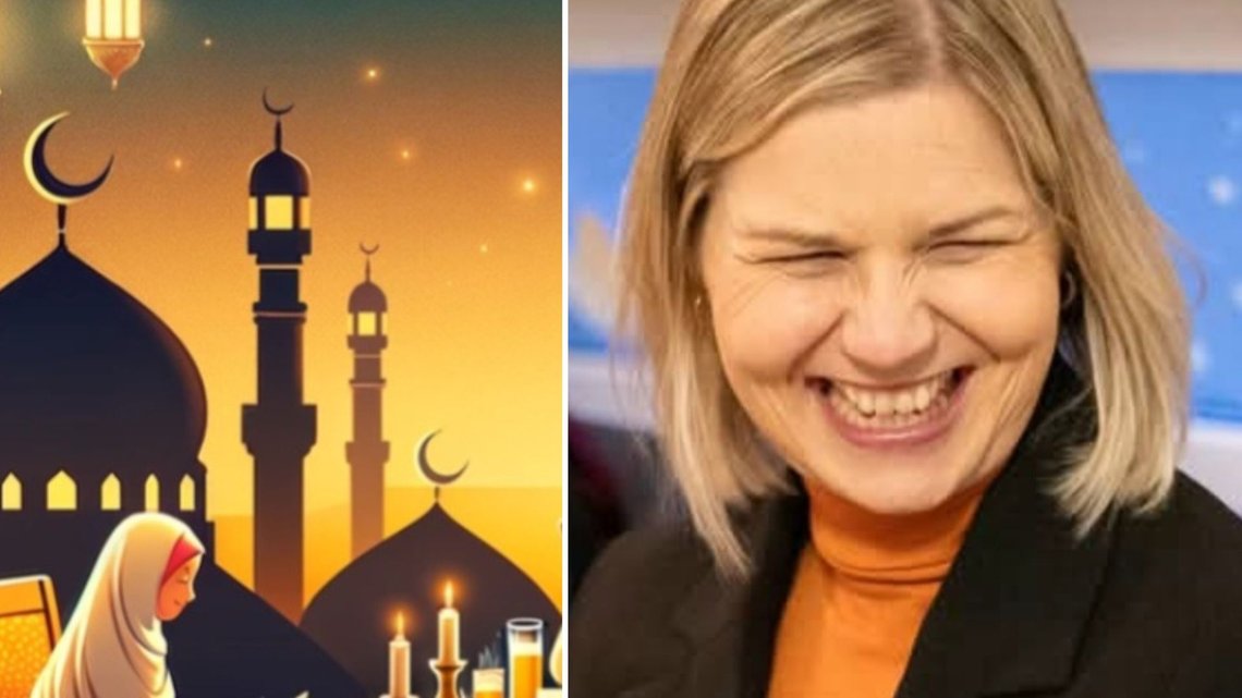 - Jeg anbefaler flere å prøve iftar, sier Guri Melby i videoen hun har lagt ut fra sin ramadanfeiring. Skjermdump fra bl.a. videoen. - Jeg anbefaler flere å prøve iftar, sier Guri Melby i videoen hun har lagt ut fra sin ramadanfeiring. Skjermdump fra bl.a. videoen.