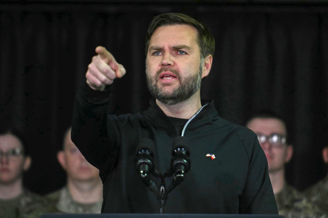 Vice President JD Vance speaks at the U.S. military's Pituffik Space Base in Greenland, Friday, March 28, 2025. (Jim Watson/Pool via AP) Vice President JD Vance speaks at the U.S. military's Pituffik Space Base in Greenland, Friday, March 28, 2025. (Jim Watson/Pool via AP)