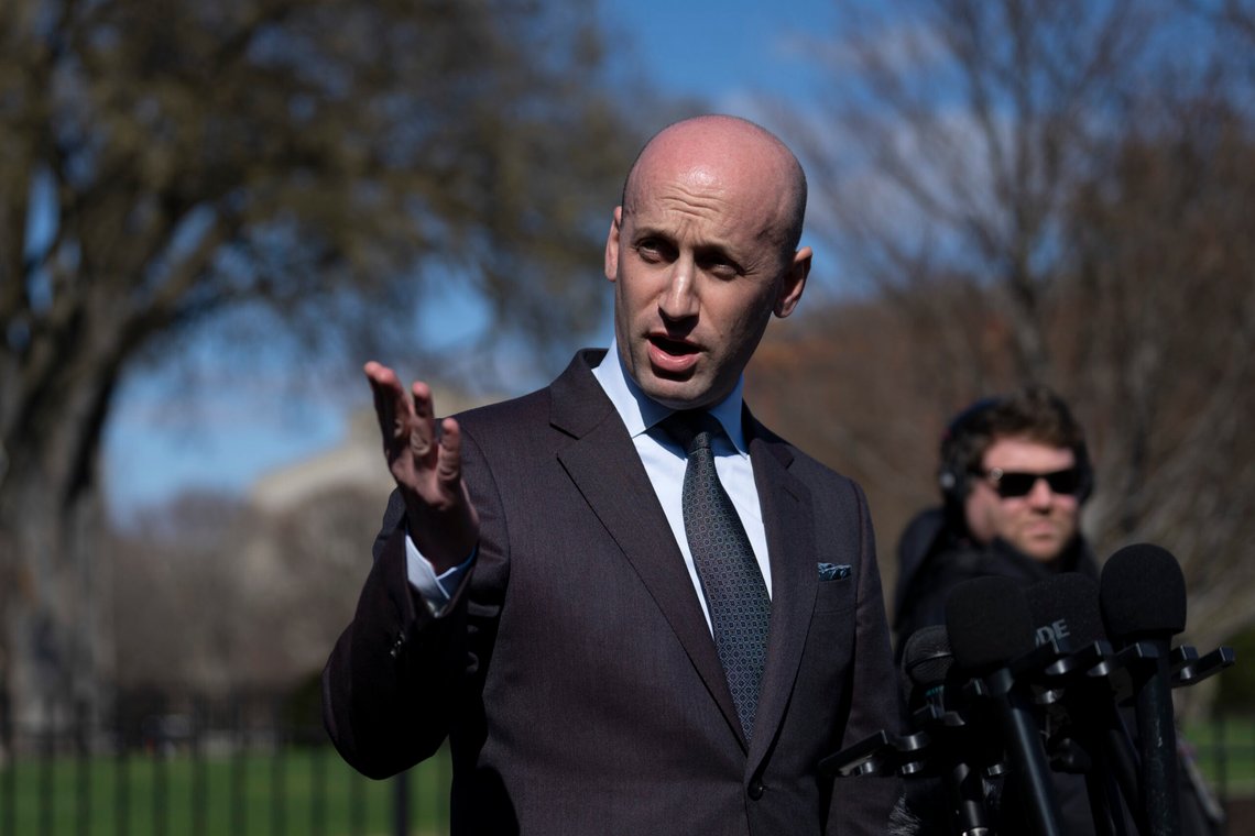 Deputy White House chief of staff Stephen Miller speaks to reporters at the White House in Washington, Monday, March 17, 2025. (AP Photo/Ben Curtis) Deputy White House chief of staff Stephen Miller speaks to reporters at the White House in Washington, Monday, March 17, 2025. (AP Photo/Ben Curtis)