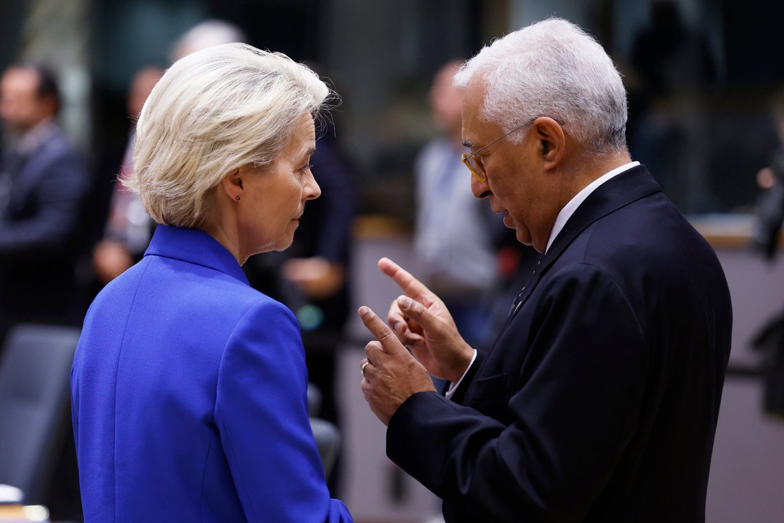 EUs to presidenter, Ursula von der Leyen og Antonio Costa, er samstemte når det gjelder viktigheten av å styrke Europas forsvarsevne. Foto. AP / NTB EUs to presidenter, Ursula von der Leyen og Antonio Costa, er samstemte når det gjelder viktigheten av å styrke Europas forsvarsevne. Foto. AP / NTB