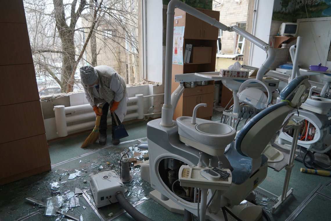 A medical worker sweeps up the glass shards in a hospital damaged by a Russian strike, in Kharkiv, Ukraine, Saturday, March 1, 2025. (AP Photo/Andrii Marienko) A medical worker sweeps up the glass shards in a hospital damaged by a Russian strike, in Kharkiv, Ukraine, Saturday, March 1, 2025. (AP Photo/Andrii Marienko)