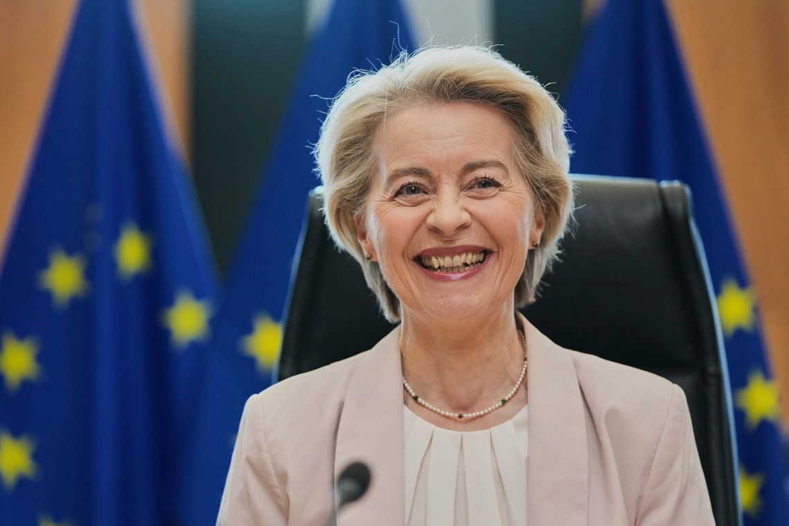 European Commission President Ursula von der Leyen chairs a meeting with automobile industry leaders at EU headquarters in Brussels, Monday, March 3, 2025. (AP Photo/Virginia Mayo) European Commission President Ursula von der Leyen chairs a meeting with automobile industry leaders at EU headquarters in Brussels, Monday, March 3, 2025. (AP Photo/Virginia Mayo)