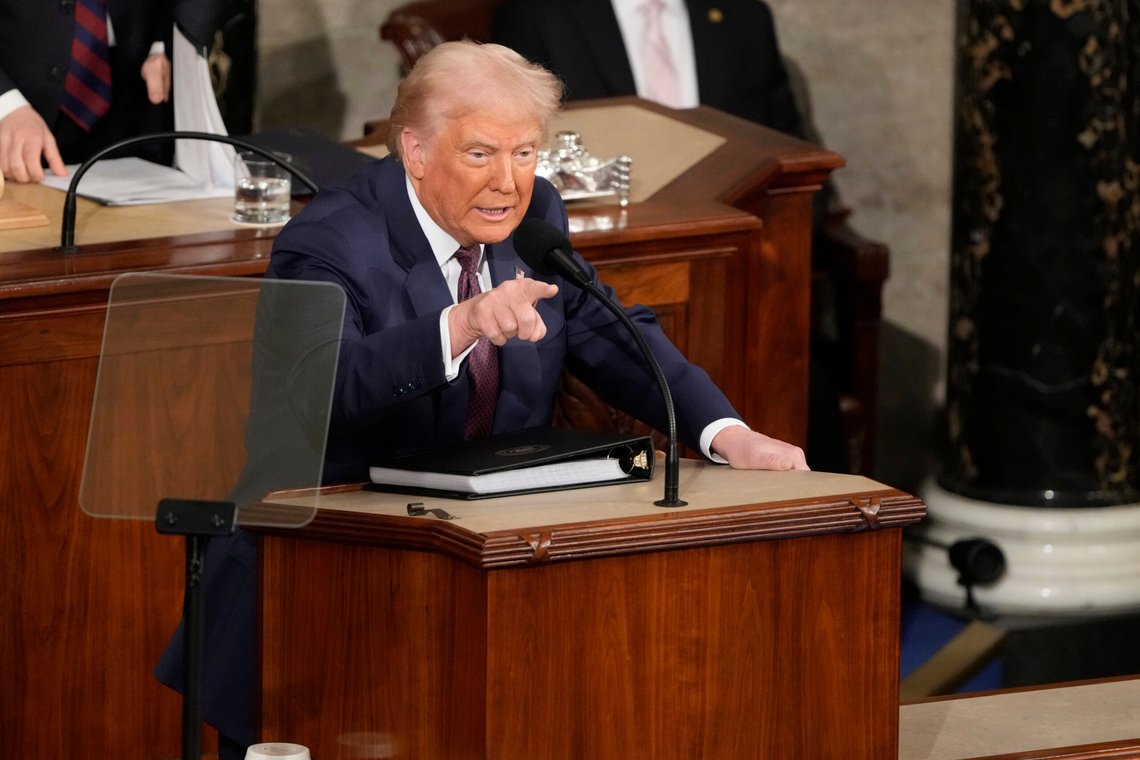 President Donald Trump holder talen om rikets tilstand i Kongressen. Foto: Ben Curtis / AP / NTB President Donald Trump holder talen om rikets tilstand i Kongressen. Foto: Ben Curtis / AP / NTB