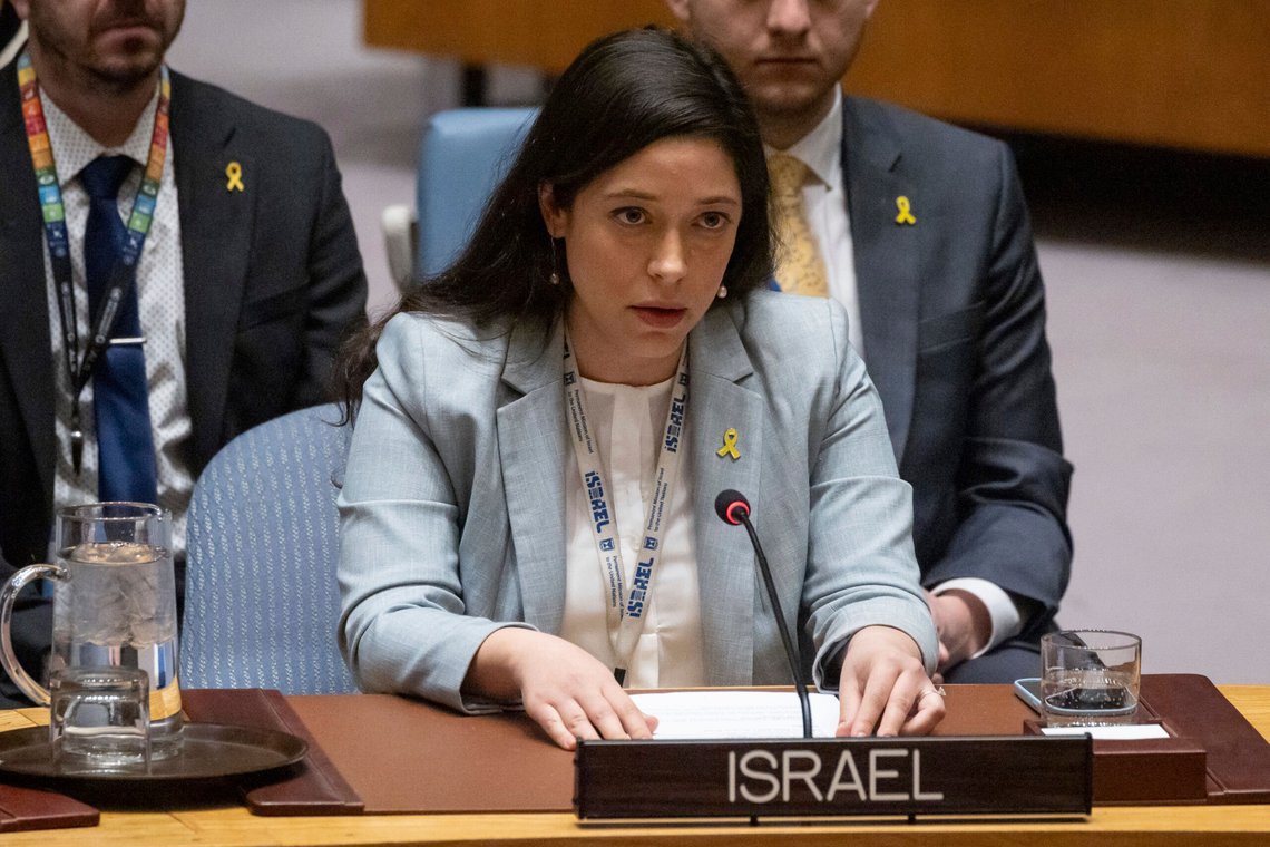 Israel's Political Coordinator to the United Nations Reut Shapir Ben Naftaly speaks during a Security Council meeting at the United Nations headquarters, Monday, Jan. 20, 2025. (AP Photo/Yuki Iwamura) Israel's Political Coordinator to the United Nations Reut Shapir Ben Naftaly speaks during a Security Council meeting at the United Nations headquarters, Monday, Jan. 20, 2025. (AP Photo/Yuki Iwamura)
