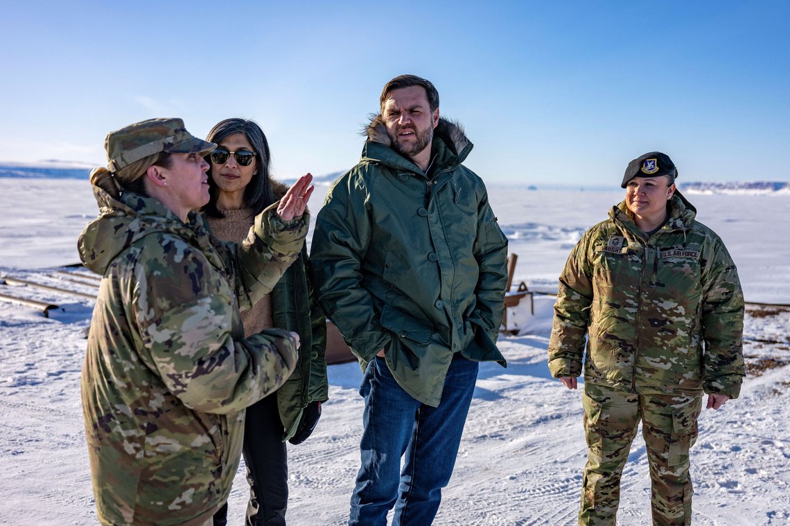Vice President JD Vance and second lady Usha Vance tour the U.S. military's Pituffik Space Base in Greenland, Friday, March 28, 2025. (Jim Watson/Pool via AP) Vice President JD Vance and second lady Usha Vance tour the U.S. military's Pituffik Space Base in Greenland, Friday, March 28, 2025. (Jim Watson/Pool via AP)