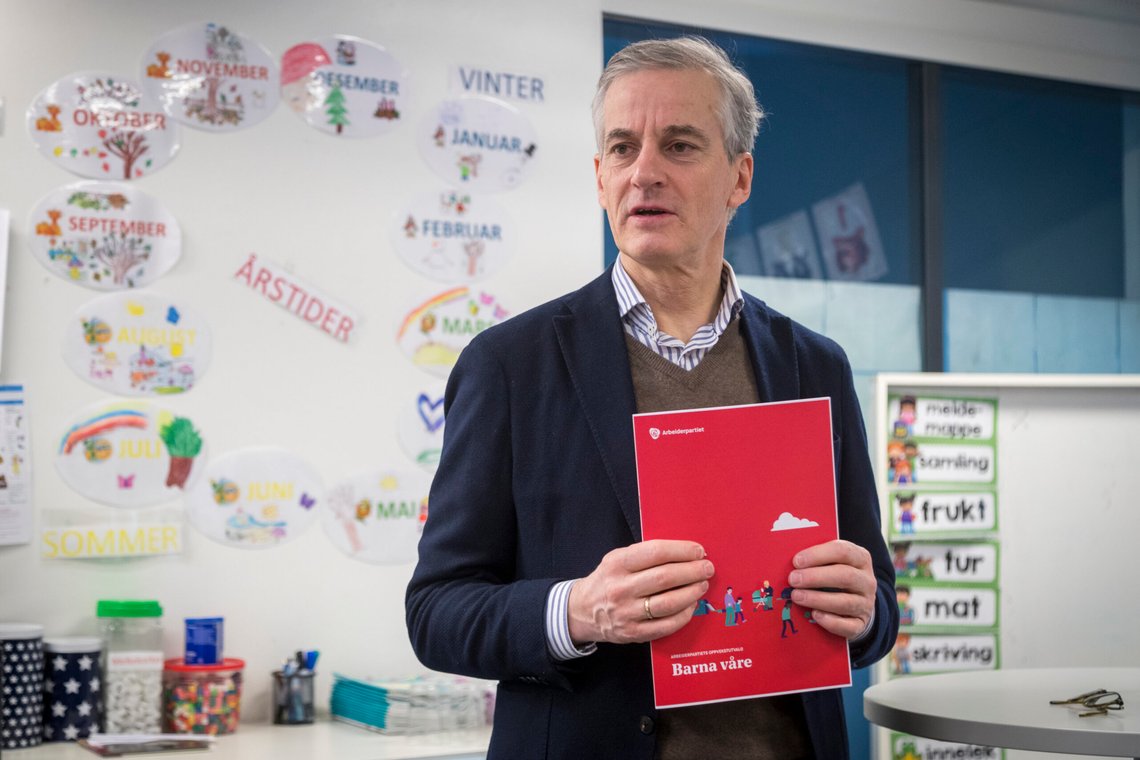 Jonas Gahr Støre besøkte Nordpolen skole i 2019. Foto: Heiko Junge / NTB Jonas Gahr Støre besøkte Nordpolen skole i 2019. Foto: Heiko Junge / NTB