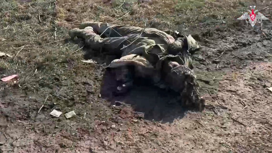 In this photo distributed by Russian Defense Ministry Press Service on Sunday, March 16, 2025, a body of a dead Ukrainian serviceman lies on the ground at an area in the Kursk region of Russia after it was taken over by Russian troops. (Russian Defense Ministry Press Service via AP) In this photo distributed by Russian Defense Ministry Press Service on Sunday, March 16, 2025, a body of a dead Ukrainian serviceman lies on the ground at an area in the Kursk region of Russia after it was taken over by Russian troops. (Russian Defense Ministry Press Service via AP)