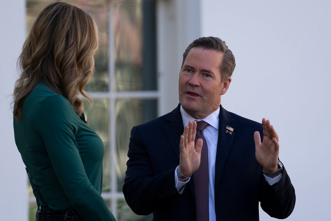 White House national security adviser Mike Waltz, right, speaks with Fox News host and President Donald Trump's daughter-in-law, Lara Trump, left, at the White House in Washington, Wednesday, March 19, 2025. (AP Photo/Ben Curtis) White House national security adviser Mike Waltz, right, speaks with Fox News host and President Donald Trump's daughter-in-law, Lara Trump, left, at the White House in Washington, Wednesday, March 19, 2025. (AP Photo/Ben Curtis)