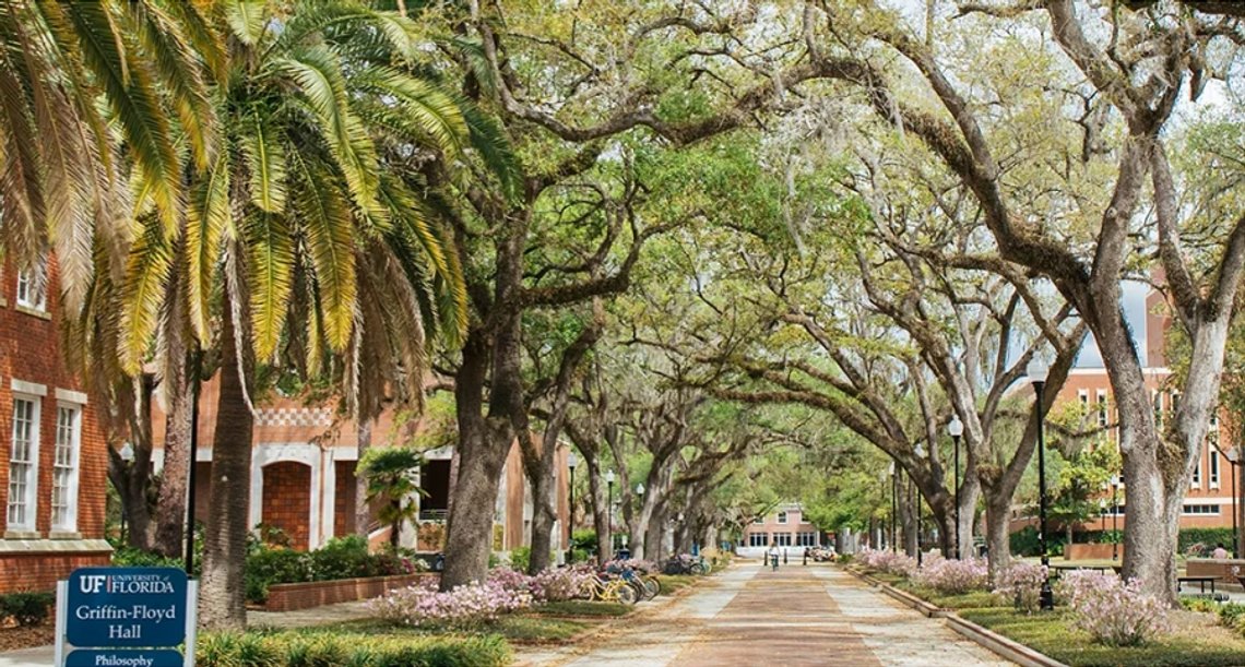 Campus på University of Florida. Her har woke og DEI vært under angrep i flere år. Nå sørger Trump for at flere andre delstater følger etter. Foto: UF Campus på University of Florida. Her har woke og DEI vært under angrep i flere år. Nå sørger Trump for at flere andre delstater følger etter. Foto: UF