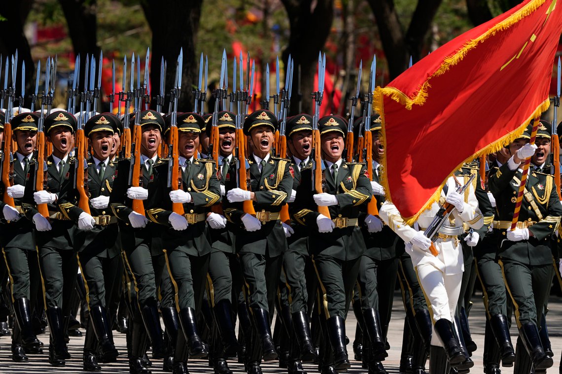 Chinese honor guards march during a welcome ceremony attended by China's President Xi Jinping and Kenyan President William Ruto at the Great Hall of the People in Beijing Thursday, April 24, 2025. (Iori Sagisawa/Pool Photo via AP) Chinese honor guards march during a welcome ceremony attended by China's President Xi Jinping and Kenyan President William Ruto at the Great Hall of the People in Beijing Thursday, April 24, 2025. (Iori Sagisawa/Pool Photo via AP)