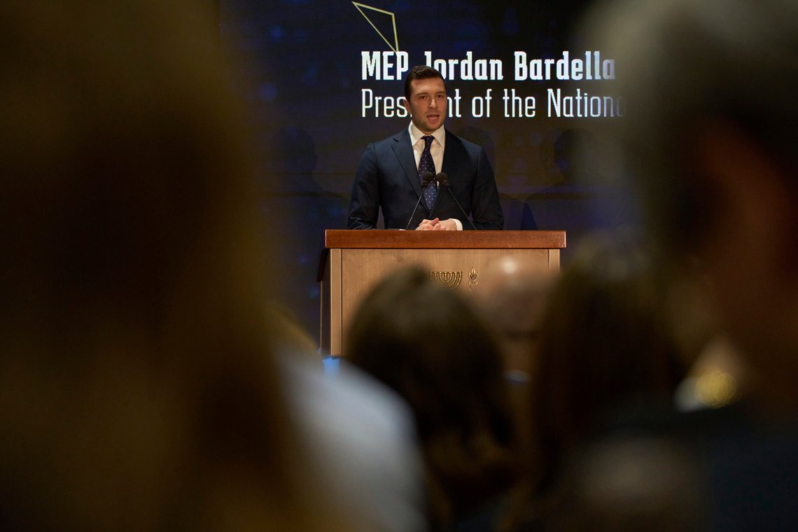 The leader of France's National Rally (RN) Jordan Bardella, speaks during the International Conference on Combating Antisemitism in Jerusalem, Israel, Thursday, March 27, 2025. (AP Photo/Leo Correa) The leader of France's National Rally (RN) Jordan Bardella, speaks during the International Conference on Combating Antisemitism in Jerusalem, Israel, Thursday, March 27, 2025. (AP Photo/Leo Correa)