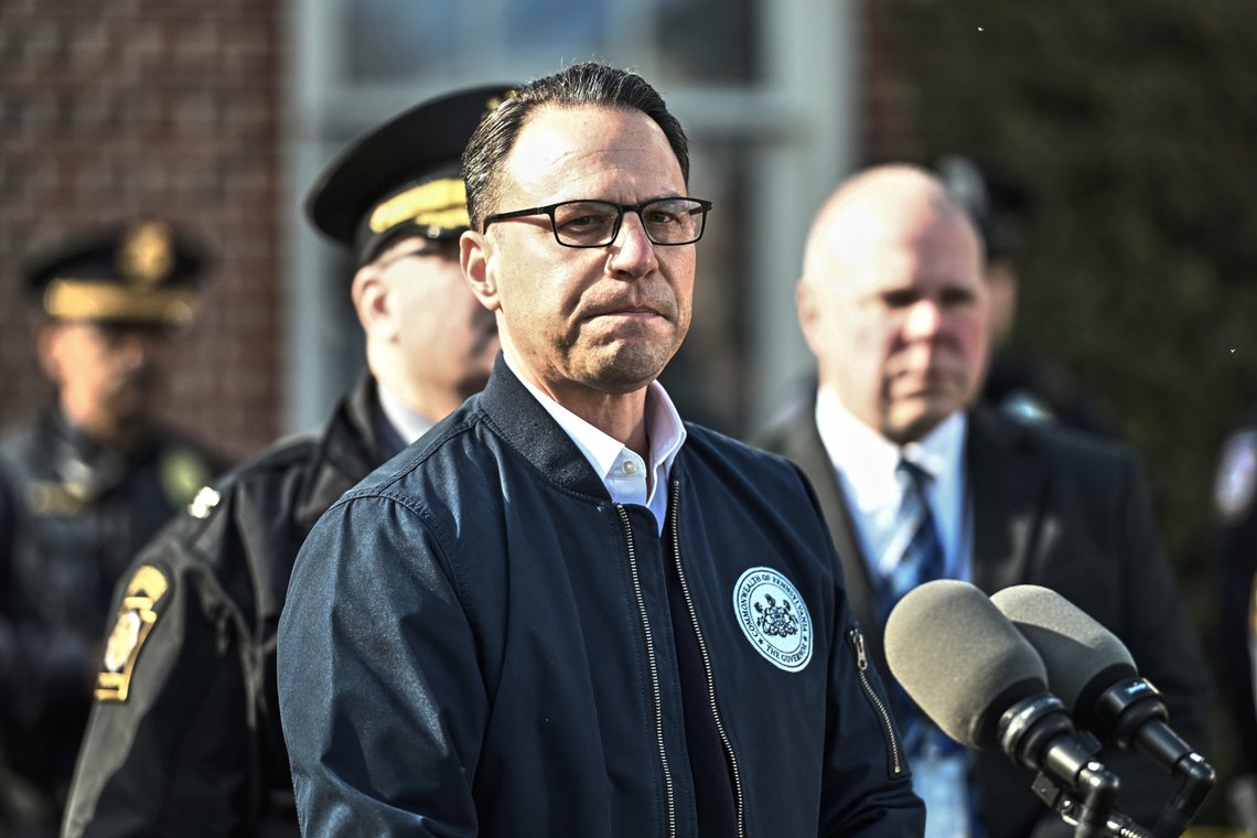 Pennsylvania Gov. Josh Shapiro pauses during a news conference at the governor's official residence discussing the alleged arson that forced him, his family and guests to flee in the middle of the night on the Jewish holiday of Passover, Sunday, Apr. 13, 2025, in Harrisburg, Pa. (AP Photo/Marc Levy) Pennsylvania Gov. Josh Shapiro pauses during a news conference at the governor's official residence discussing the alleged arson that forced him, his family and guests to flee in the middle of the night on the Jewish holiday of Passover, Sunday, Apr. 13, 2025, in Harrisburg, Pa. (AP Photo/Marc Levy)