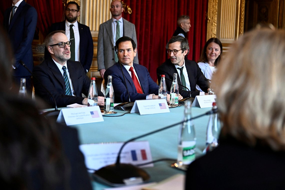 US Secretary of State Marco Rubio, center, and Germany's Political Director of the Ministry of Foreign Affairs Gunter Sautter, right, attend a meeting on Ukraine and its security, in Paris Thursday, April 17, 2025. (Julien de Rosa, Pool via AP) US Secretary of State Marco Rubio, center, and Germany's Political Director of the Ministry of Foreign Affairs Gunter Sautter, right, attend a meeting on Ukraine and its security, in Paris Thursday, April 17, 2025. (Julien de Rosa, Pool via AP)