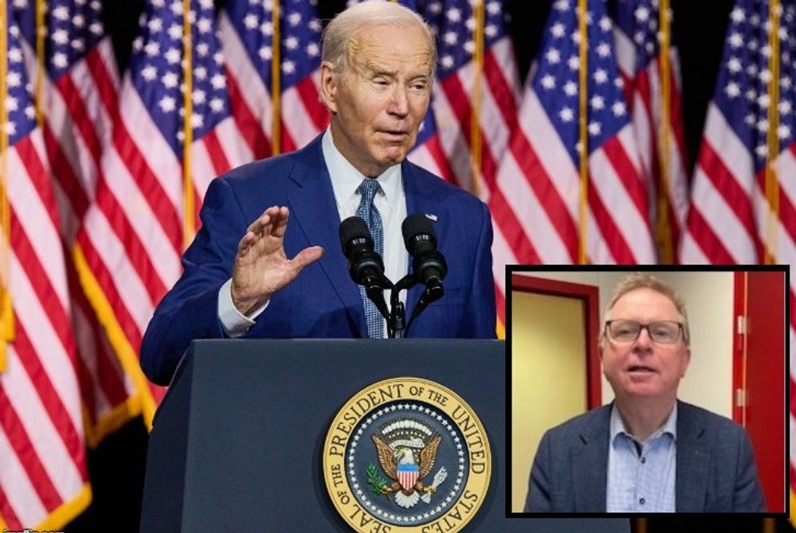 Montasje.
Valhalla, New York, 10. mai 2023: President Joe Biden holder tale om gjeldsgrensen ved SUNY Westchester Community College. Foto: Shutterstock av Paul Froggatt, USA. Insatt bilde: Overlege i psykiatri, Fred Heggen. Privat bilde. Montasje.
Valhalla, New York, 10. mai 2023: President Joe Biden holder tale om gjeldsgrensen ved SUNY Westchester Community College. Foto: Shutterstock av Paul Froggatt, USA. Insatt bilde: Overlege i psykiatri, Fred Heggen. Privat bilde.