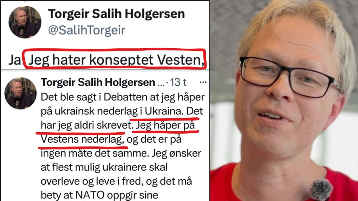 HATER: Sentralstyremedlem i Fred og rettferdighet (FOR) Torgeir Salih Holgersen sier han hater Vesten som konstruksjon, og mener det er en rasistisk statsallianse. Foto: FOR/X HATER: Sentralstyremedlem i Fred og rettferdighet (FOR) Torgeir Salih Holgersen sier han hater Vesten som konstruksjon, og mener det er en rasistisk statsallianse. Foto: FOR/X