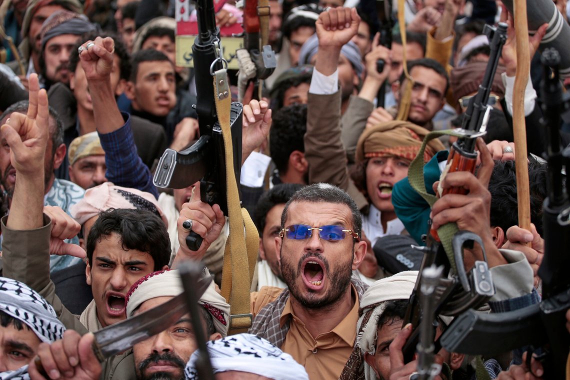 Houthi supporters chant slogans during an anti-U.S. and anti-Israel rally in Sanaa, Yemen, Friday, April 18, 2025. (AP Photo/Osamah Abdulrahman) Houthi supporters chant slogans during an anti-U.S. and anti-Israel rally in Sanaa, Yemen, Friday, April 18, 2025. (AP Photo/Osamah Abdulrahman)