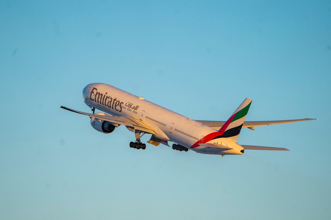 Gardermoen 20220106.
Et fly fra Emirates tar av fra Oslo lufthavn Gardermoen.
Foto: Håkon Mosvold Larsen / NTB Gardermoen 20220106.
Et fly fra Emirates tar av fra Oslo lufthavn Gardermoen.
Foto: Håkon Mosvold Larsen / NTB