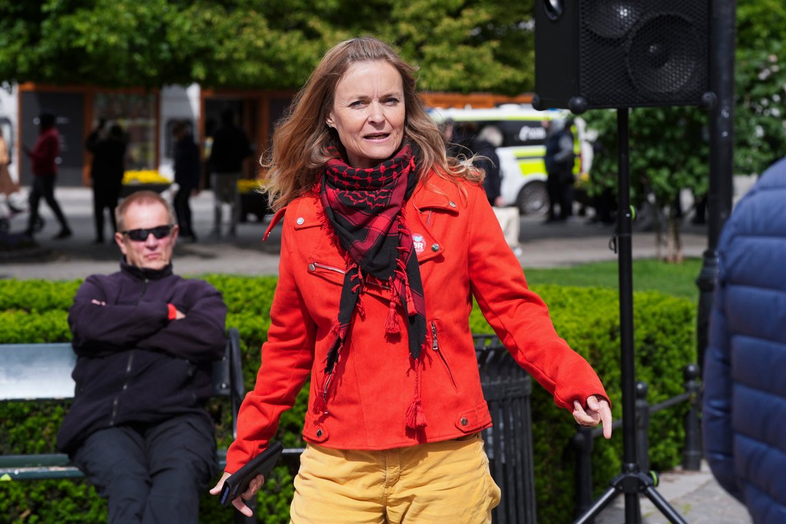 Partileder Marielle Leraand under en demonstrasjon foran Stortinget i forrige uke. Foto: Terje Pedersen / NTB Partileder Marielle Leraand under en demonstrasjon foran Stortinget i forrige uke. Foto: Terje Pedersen / NTB