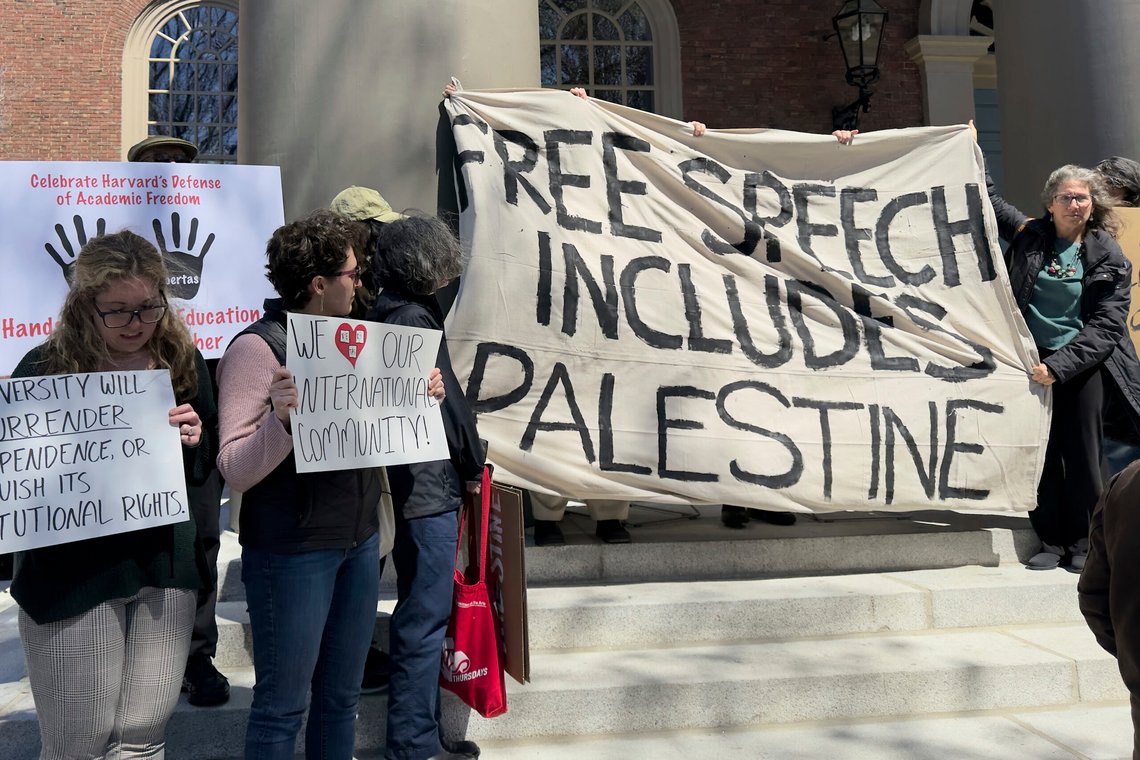 Students, faculty and members of the Harvard University community rally, Thursday, April 17, 2025, in Cambridge, Mass. (AP Photo) Students, faculty and members of the Harvard University community rally, Thursday, April 17, 2025, in Cambridge, Mass. (AP Photo)