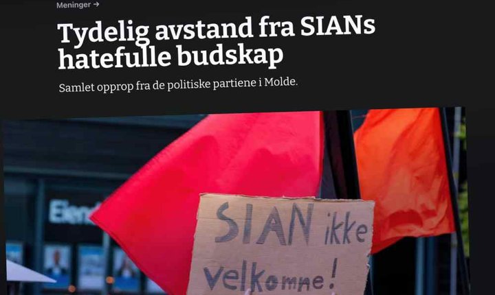 Opprop mot SIANs varslede demonstrasjon i Molde mai 2025