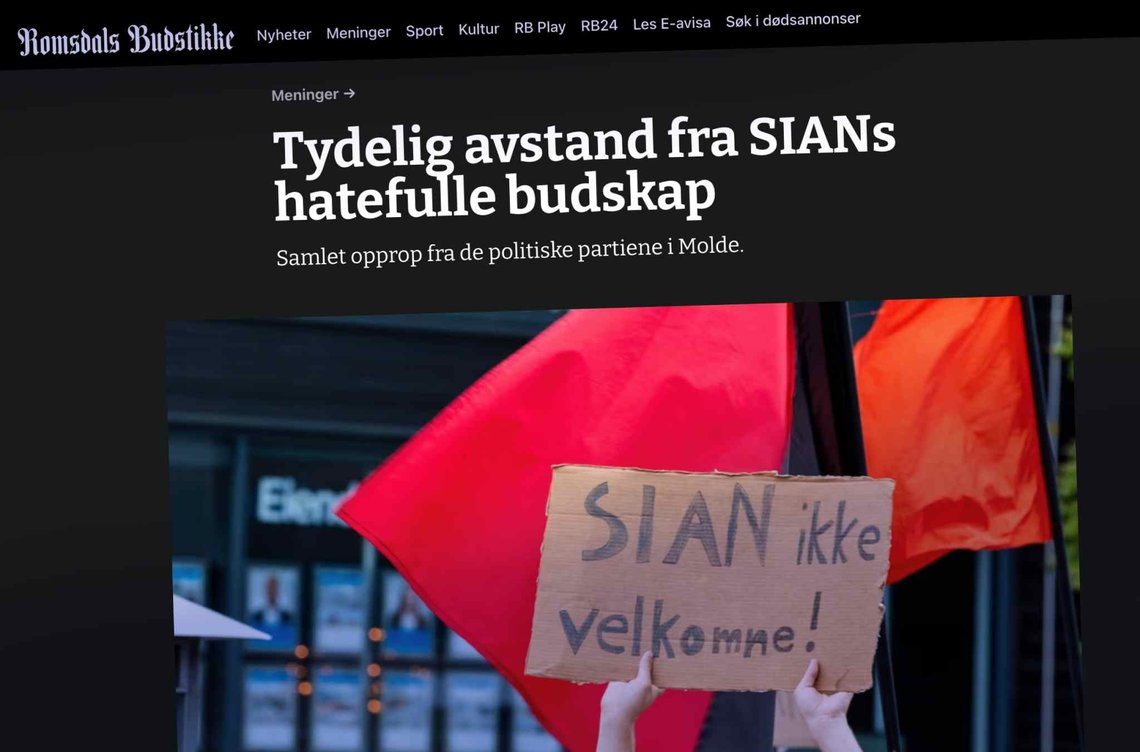Politikerne i Molde kommunestyre ønsker ikke alle ytringer velkomne i byen. (Faksimile av debattinnlegg i Romsdals Budstikke) Politikerne i Molde kommunestyre ønsker ikke alle ytringer velkomne i byen. (Faksimile av debattinnlegg i Romsdals Budstikke)