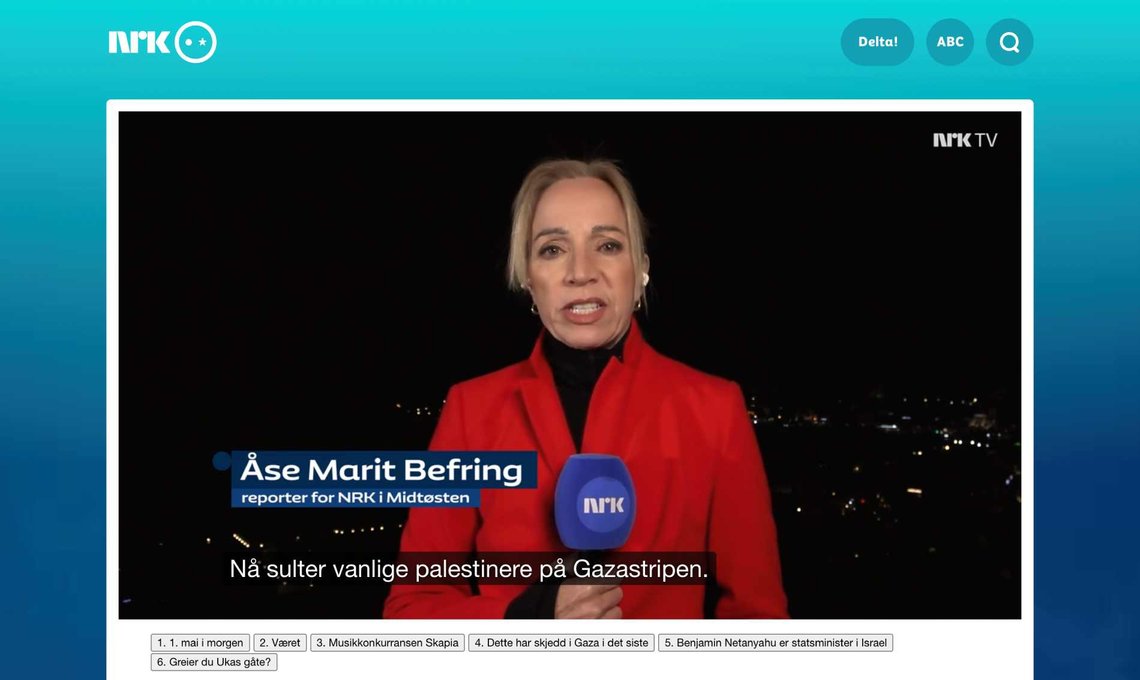 På NRK Supernytt 30. april i år handlet mye om Gaza og «Hvem er Benjamin Netanyahu». NRK Supernytt