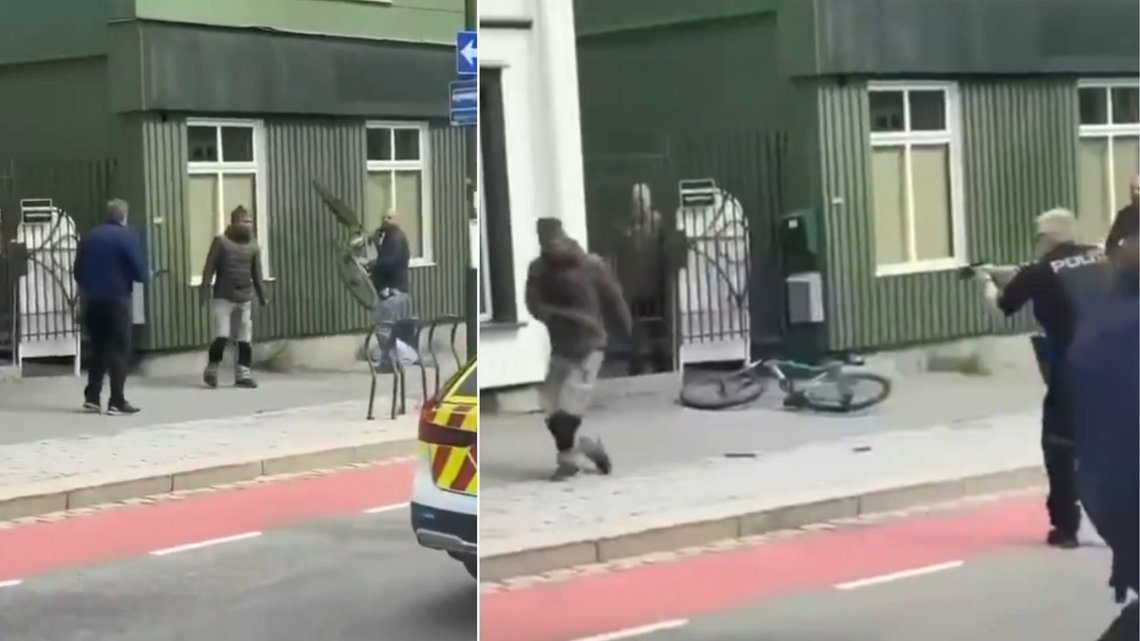 SKUTT: Her blir mannen som skal være i slutten av 40-årene, ifølge flere kilder, skutt av politiet. Foto: Privat SKUTT: Her blir mannen som skal være i slutten av 40-årene, ifølge flere kilder, skutt av politiet. Foto: Privat