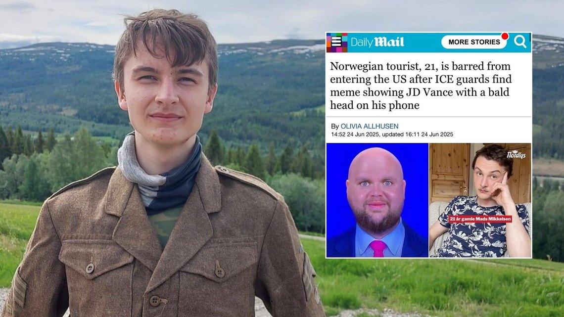 MEME: Mads Mikkelsen (21) hevdet han ble nektet innreise på grunn av denne memen av JD Vance. Men Customs and Border Protection forteller at det er på grunn av hans egen innrømte narkotikabruk. Foto: Facebook/X MEME: Mads Mikkelsen (21) hevdet han ble nektet innreise på grunn av denne memen av JD Vance. Men Customs and Border Protection forteller at det er på grunn av hans egen innrømte narkotikabruk. Foto: Facebook/X