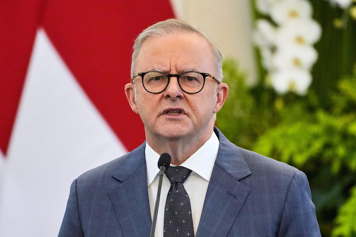 Australian Prime Minister Anthony Albanese speaks during a joint press conference with Indonesian President Prabowo Subianto after their bilateral meeting at Merdeka Palace in Jakarta, Indonesia, Thursday, May 15, 2025. (AP Photo/Dita Alangkara) Australian Prime Minister Anthony Albanese speaks during a joint press conference with Indonesian President Prabowo Subianto after their bilateral meeting at Merdeka Palace in Jakarta, Indonesia, Thursday, May 15, 2025. (AP Photo/Dita Alangkara)