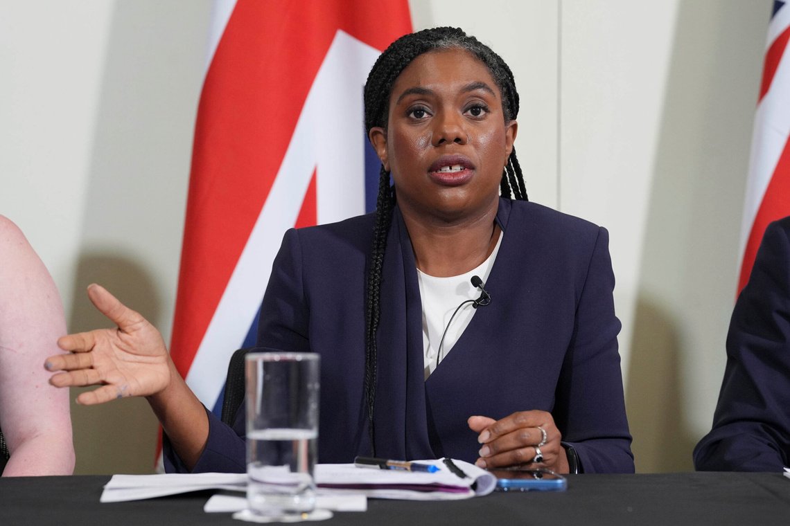 Conservative Party leader Kemi Badenoch speaks during a press conference at the Royal Institution of Chartered Surveyors in central London, Tuesday June 17, 2025. (Lucy North/PA via AP) Conservative Party leader Kemi Badenoch speaks during a press conference at the Royal Institution of Chartered Surveyors in central London, Tuesday June 17, 2025. (Lucy North/PA via AP)